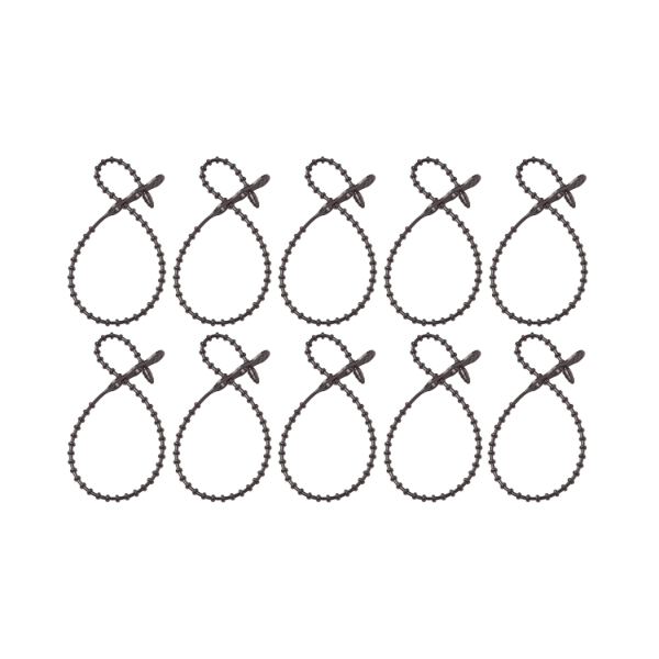Beaded Cable Ties Reusable Black 10Pc
